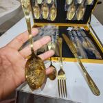 طقم ملاعق ذهبي مرصع